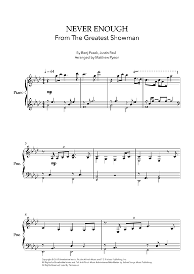 Never Enough (arr. Matthew pyeon)