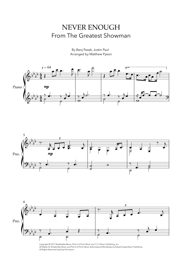 Never Enough (arr. Matthew pyeon)