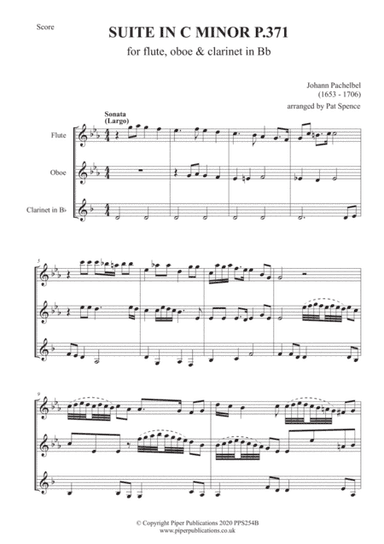 PACHELBEL SUITE IN C MINOR FOR FLUTE, OBOE & CLARINET (arr. arranged by Pat Spence)
