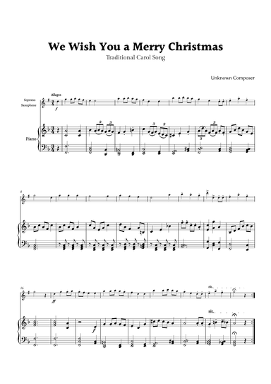 We Wish you a Merry Christmas for Soprano Sax and Piano (arr. Rika K.)