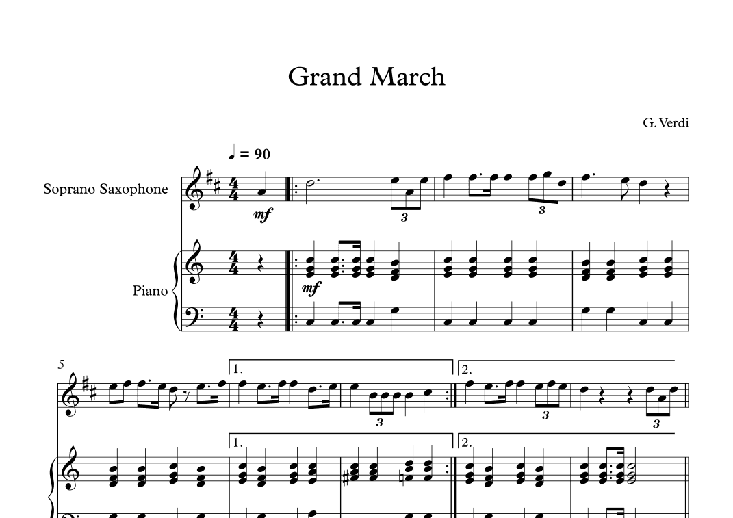 Grand March (Aida) - Giuseppe Verdi (Soprano Sax + Piano) (arr. Digital Book Music)