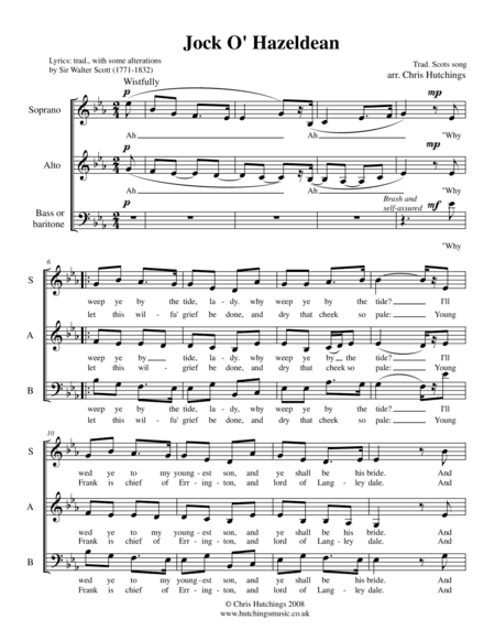 Jock O' Hazeldean (arr. Chris Hutchings)