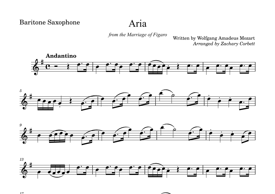 Aria from the Marriage of Figaro (arr. Zachary Corbett)