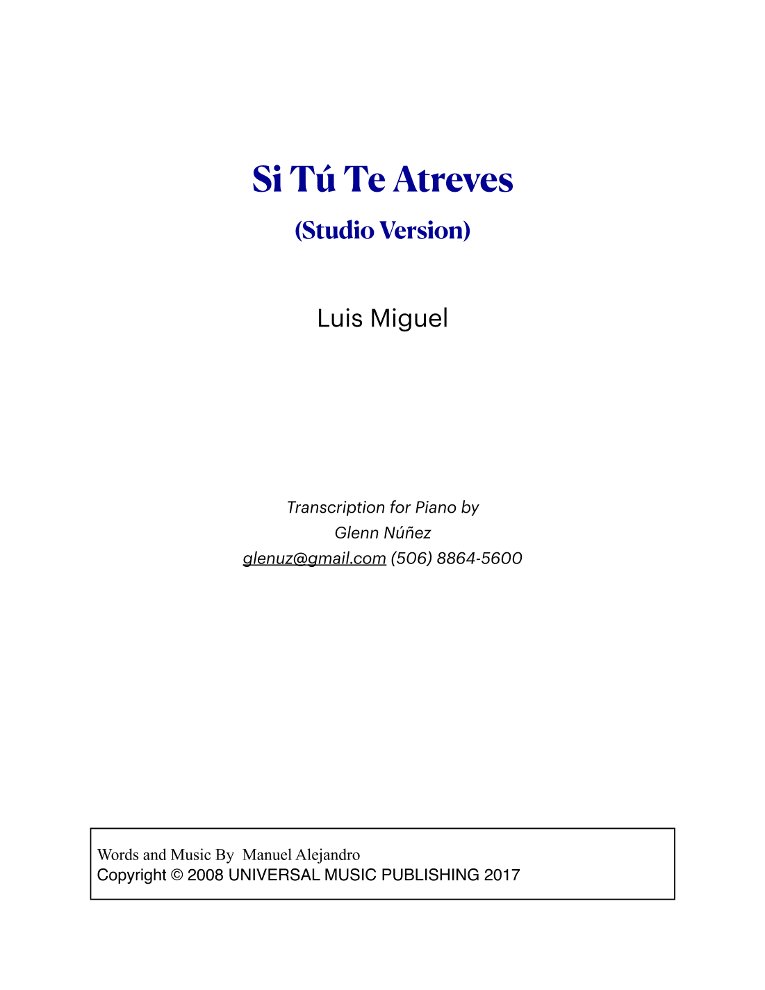 Si Tu Te Atreves (arr. Glenn Núñez V)
