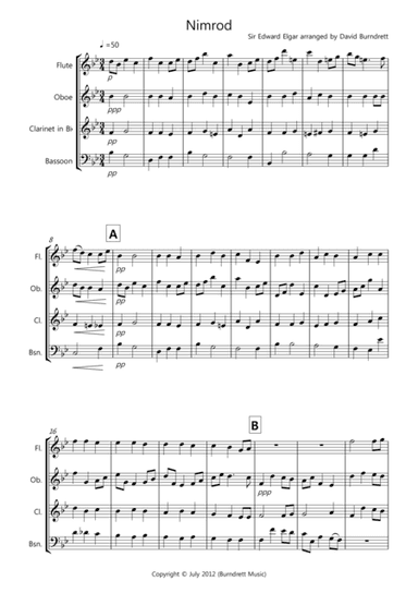 Nimrod (from the Enigma Variations) for Wind Quartet (arr. David Burndrett)