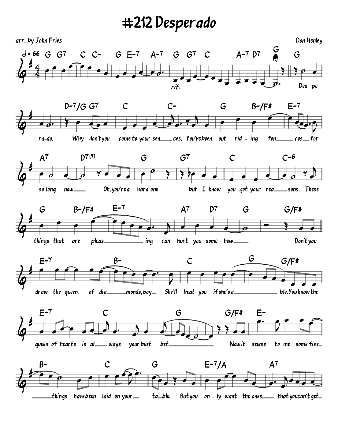 Desperado (arr. John Fries)