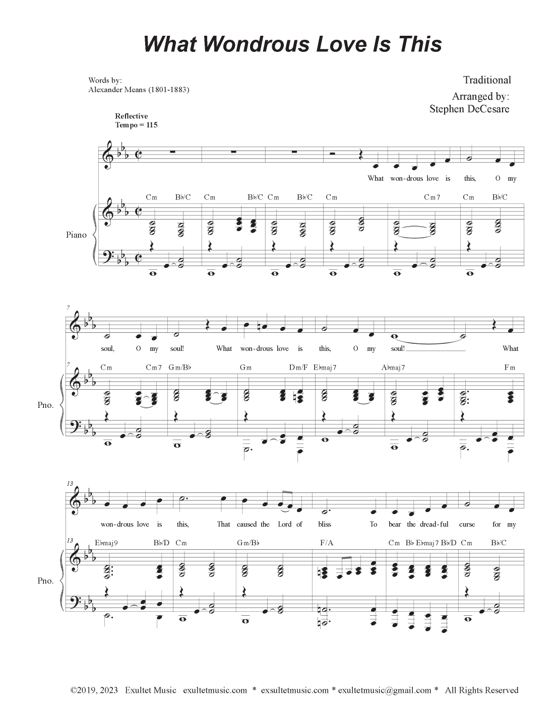 What Wondrous Love Is This (Vocal solo - Medium Key) (arr. Stephen DeCesare)