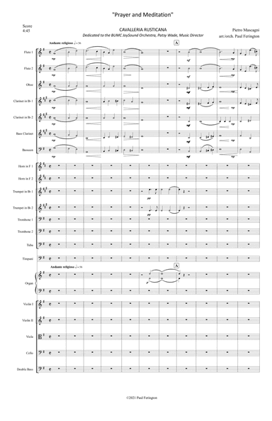 "Prayer & Meditation" from Mascagni's CAVALLERIA RUSTICANA for Orchestra (arr. Paul Ferington)