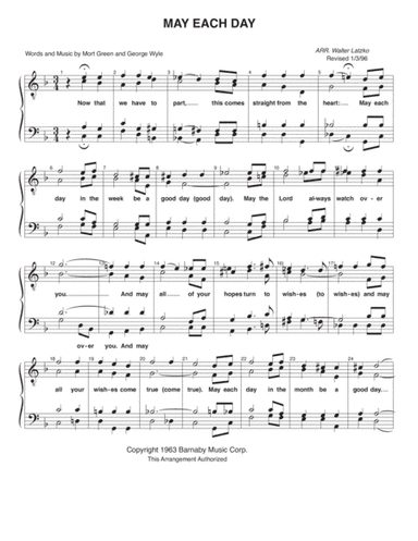 May Each Day (arr. Walter Latzko)