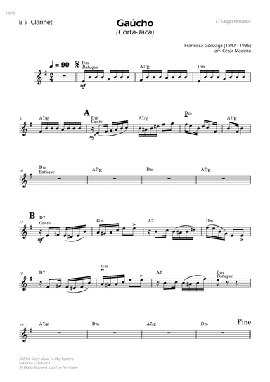 Gaúcho (Corta-Jaca) - Bb Clarinet Solo - W/Chords (arr. César Madeira)
