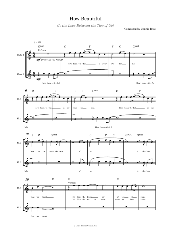 How Beautiful (Is the Love Between the Two of Us) - Flute duet
