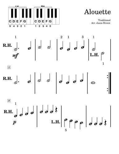 Alouette (Pre-Reading Version, Full Song) (arr. Jason Brown)