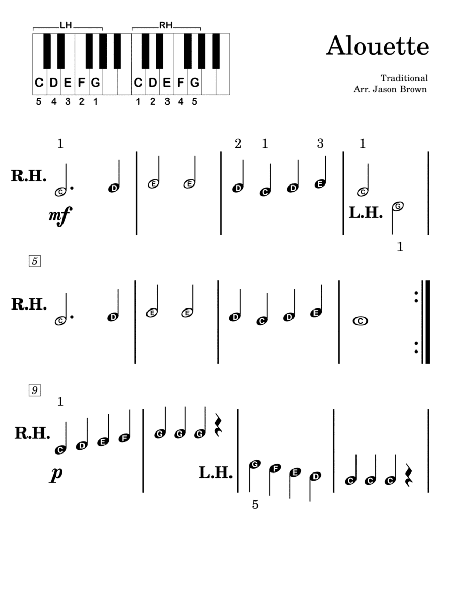 Alouette (Pre-Reading Version, Full Song) (arr. Jason Brown)
