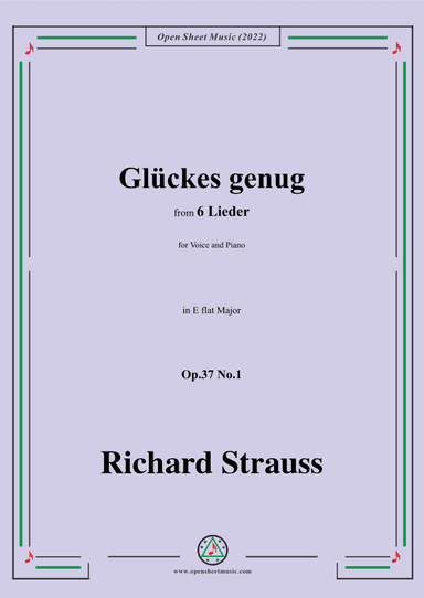 Richard Strauss-Glückes genug,in E flat Major,Op.37 No.1 (arr. OSM Press)