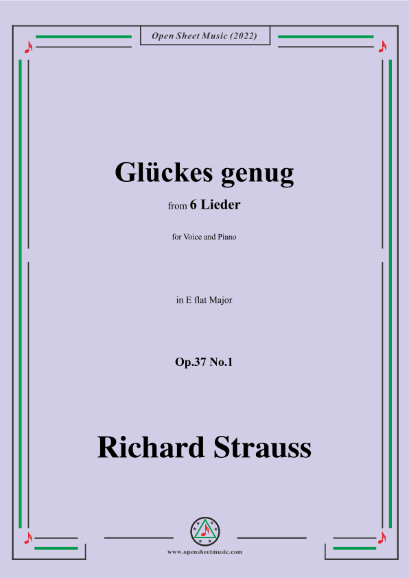 Richard Strauss-Glückes genug,in E flat Major,Op.37 No.1 (arr. OSM Press)