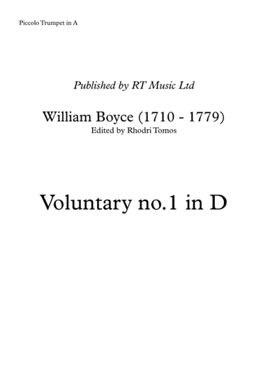Boyce - Voluntary no.1 in D - trumpet solo parts (arr. Rhodri Tomos)