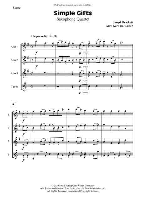 Simple Gifts (arr. Gert Th. Walter)