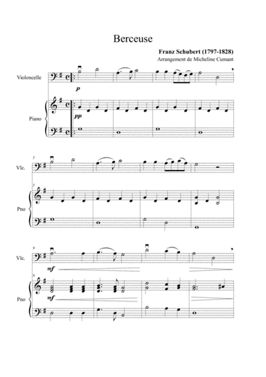 Schubert-Berceuse for cello and piano (arr. Cumant Micheline)