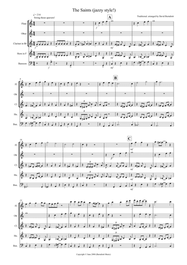 The Saints (jazzy style!) for Wind Quintet (arr. David Burndrett)