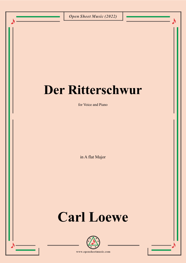 Loewe-Der Ritterschwur,in A flat Major,for Voice and Piano (arr. OSM Press)