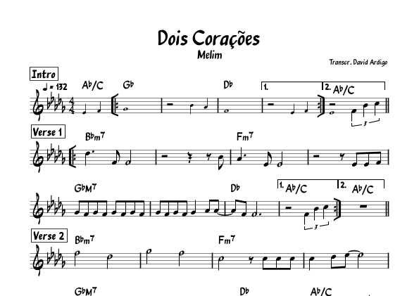 Dois Coracoes (arr. David Ardigo)