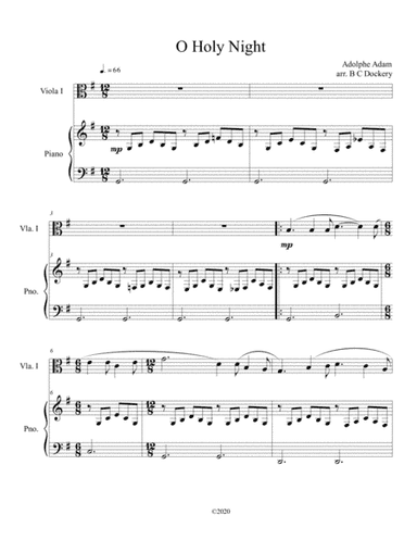 O Holy Night (viola solo) with piano accompaniment (arr. B C Dockery)