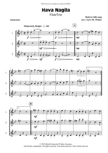 Hava Nagila (arr. Gert Th. Walter)