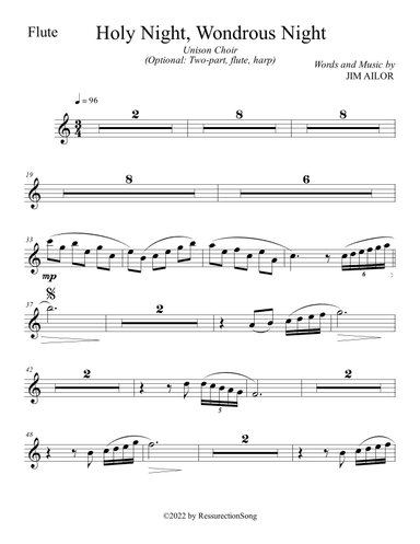 Holy Night, Wondrous Night FLUTE/HARP (Unison Choir, Optional: Two-part Choir, Flute, Harp)