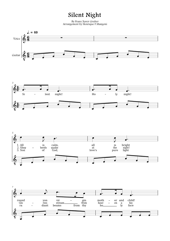 Silent Night (english lyrics) (arr. Henrique F Mangoni)