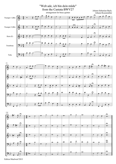 Chorale From Cantata BWV27 (arr. Edition Maulwurf)