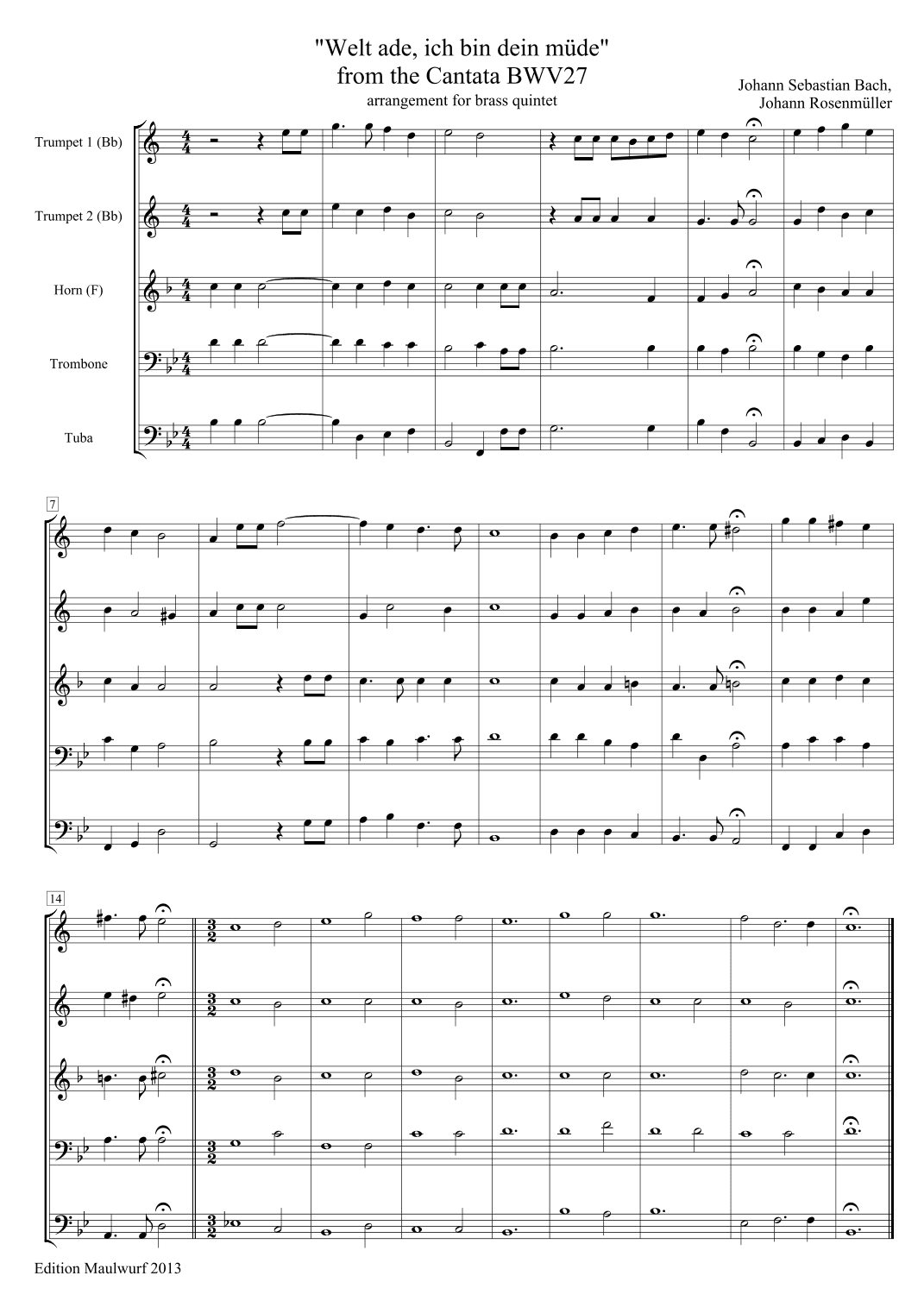 Chorale From Cantata BWV27 (arr. Edition Maulwurf)