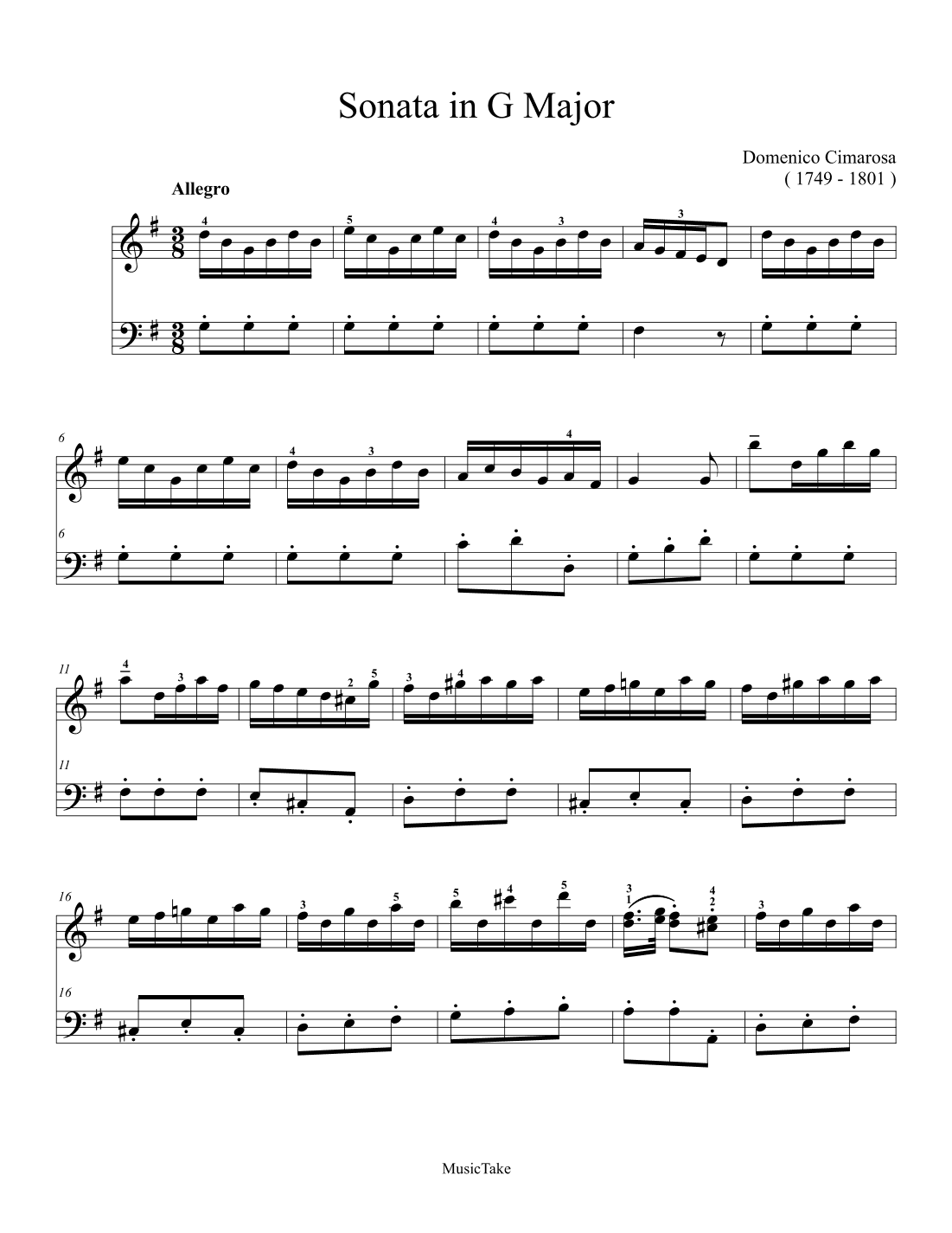 Cimarosa Sonata in G Major (arr. Ben Choupak)