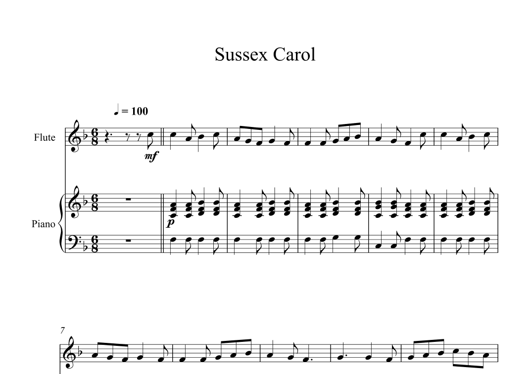 Sussex Carol (Flute + Piano) (arr. Digital Book Music)