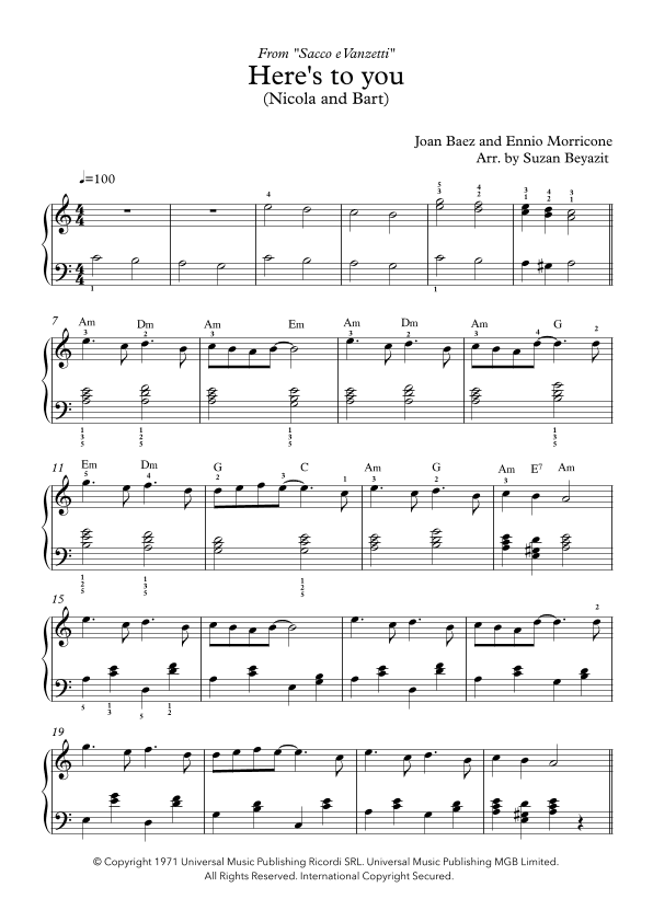 Here's To You (arr. Suzan Beyazit)