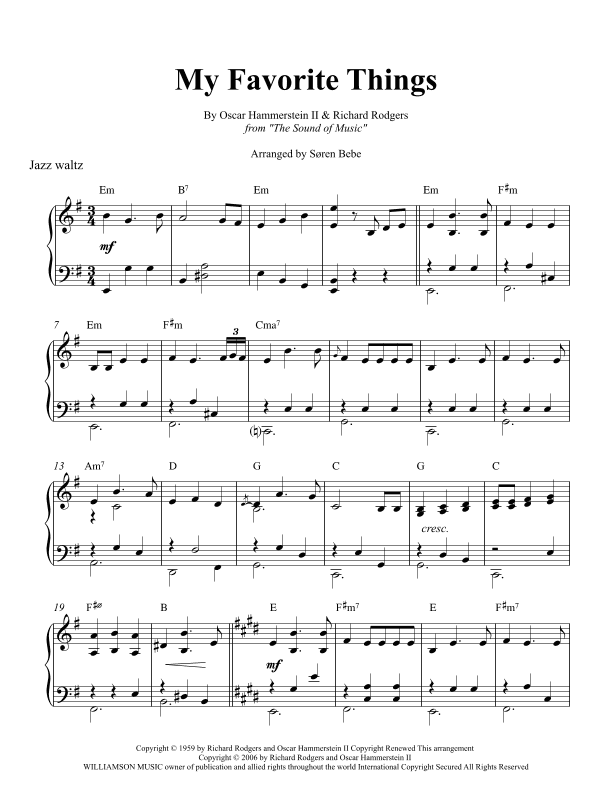 My Favorite Things (arr. Søren Bebe)