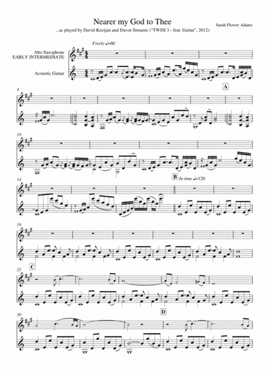 Nearer my God to Thee (guitar & alto sax) - EARLY/INTERMEDIATE (arr. David Kocijan & Davor Simunic)