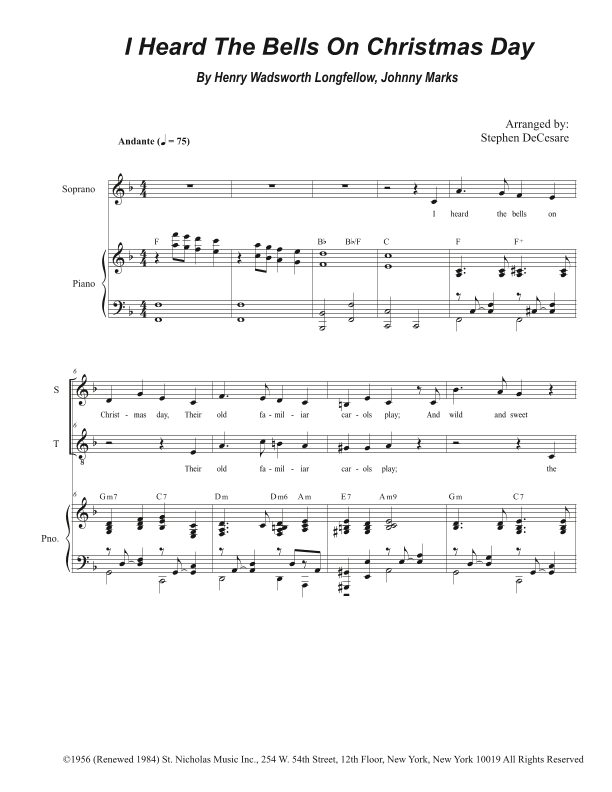 I Heard The Bells On Christmas Day (arr. Stephen DeCesare)