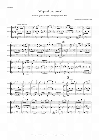 "M'appari Tutto Amor" from the Opera "Martha", arranged for Flute Trio (arr. Kenneth Chia)