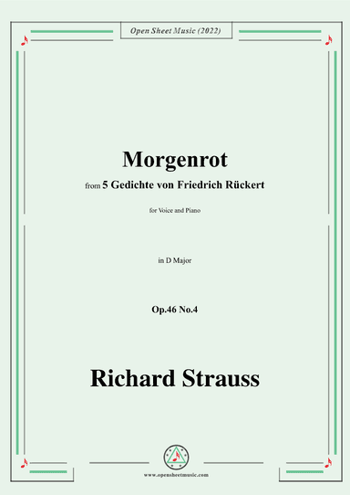 Richard Strauss-Morgenrot,in D Major,Op.46 No.4 (arr. OSM Press)