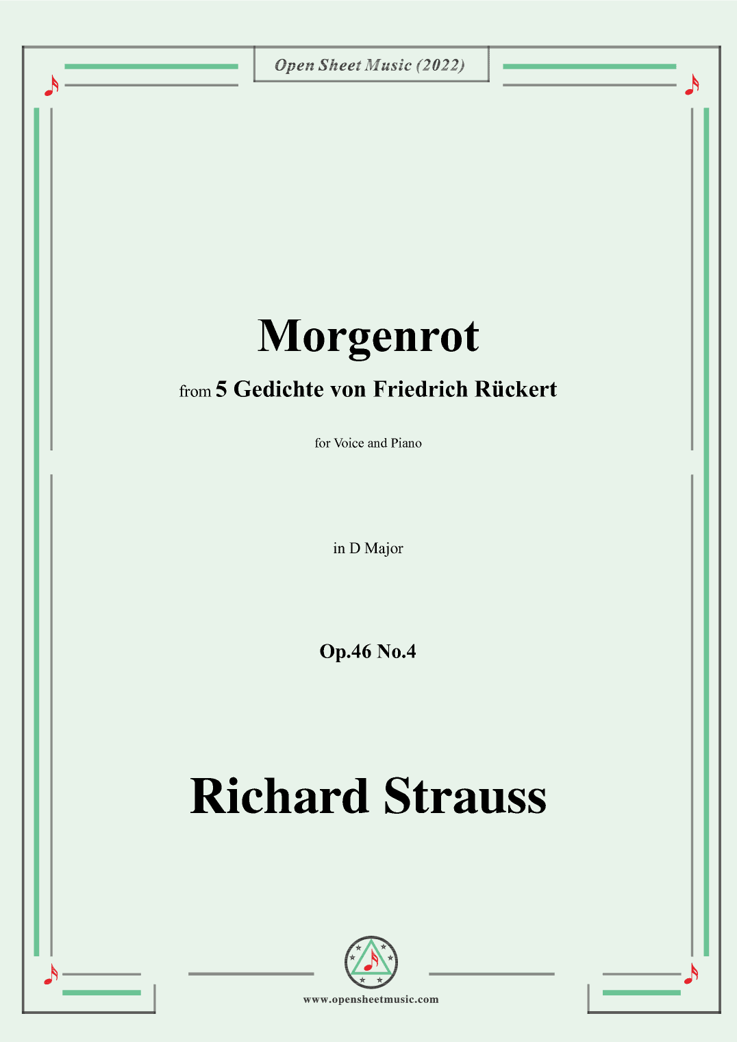 Richard Strauss-Morgenrot,in D Major,Op.46 No.4 (arr. OSM Press)