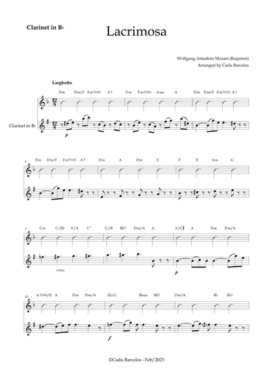 Lacrimosa - Clarinet and chords (Mozart) (arr. Cadu Barcelos)
