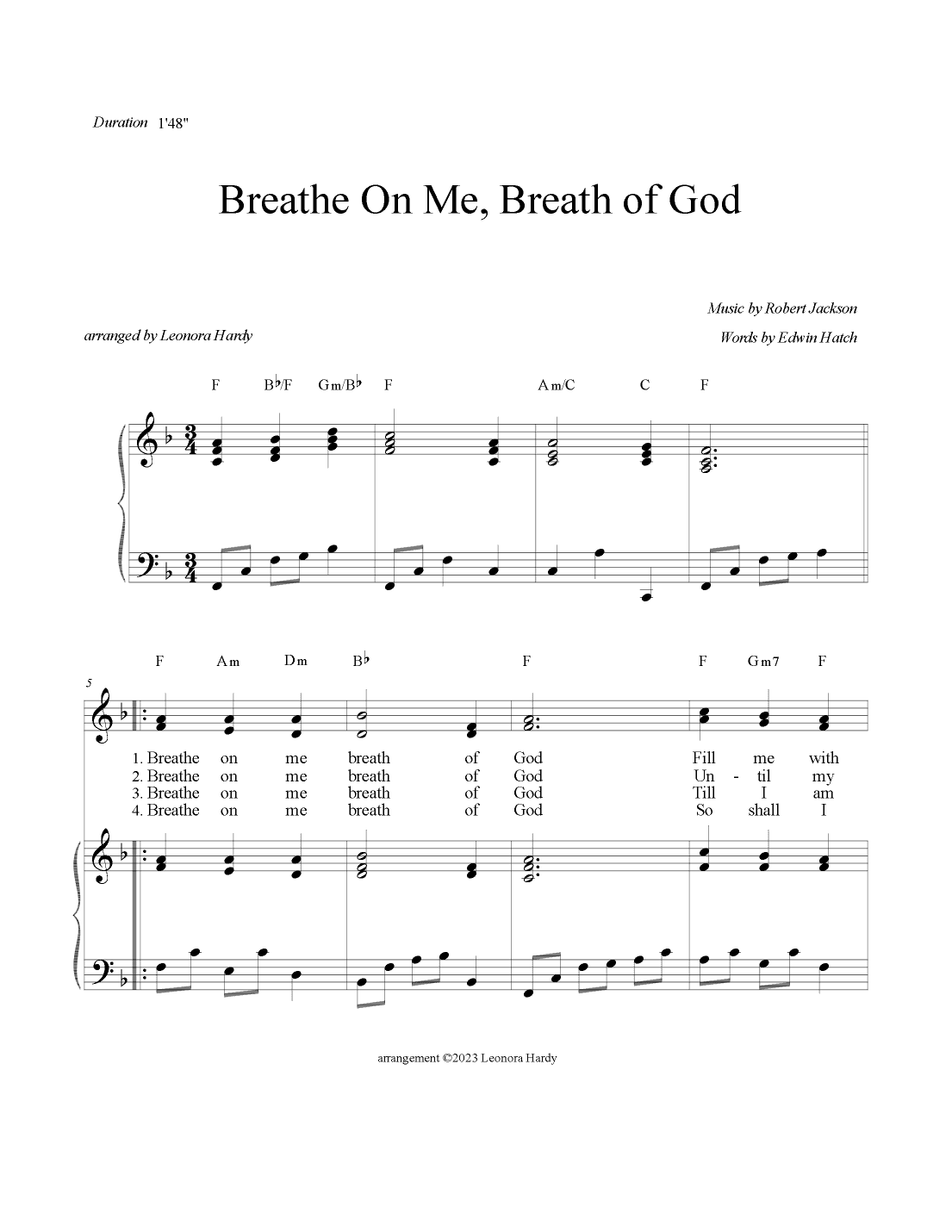 Breathe On Me, Breath of God (arr. Leonora Hardy)