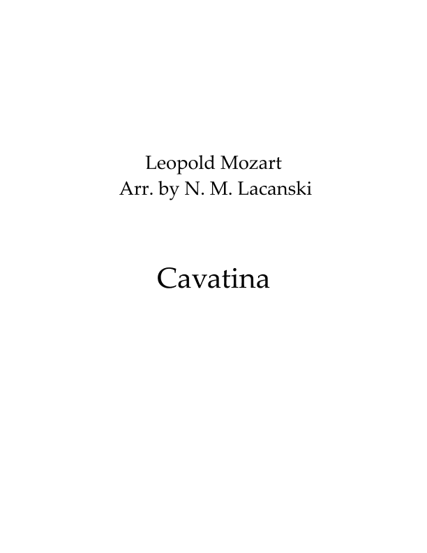 Cavatina (arr. Nick M Lacanski)