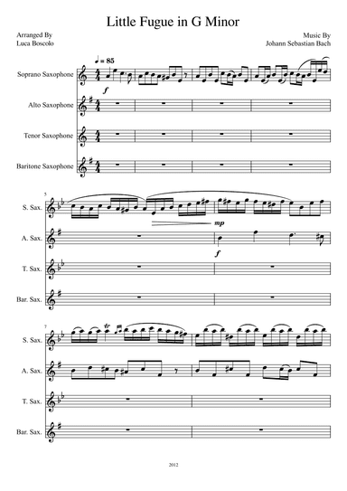 Little Fugue in G Minor (arr. Luca Boscolo)