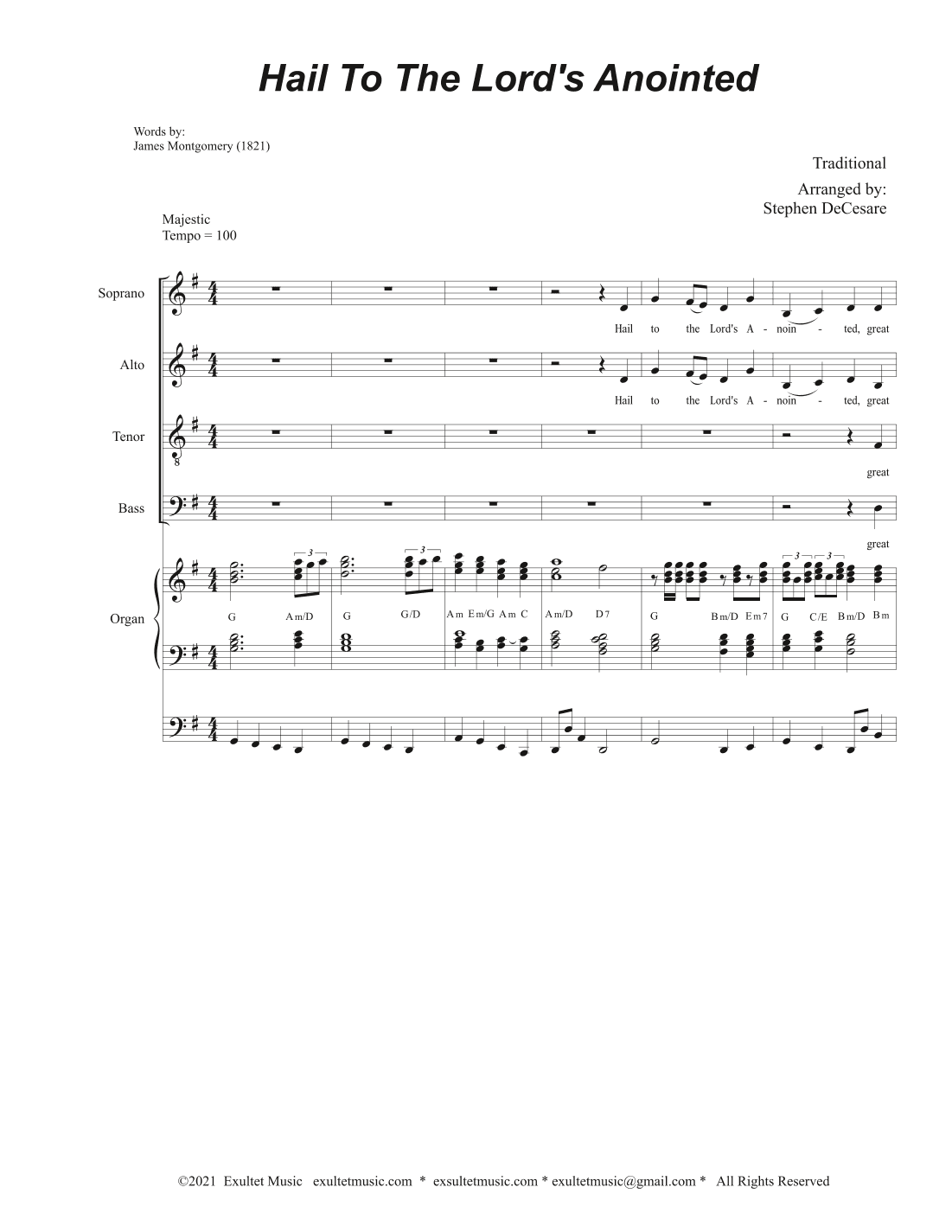 Hail To The Lord's Anointed (SATB) - Organ accompaniment) (arr. Stephen DeCesare)