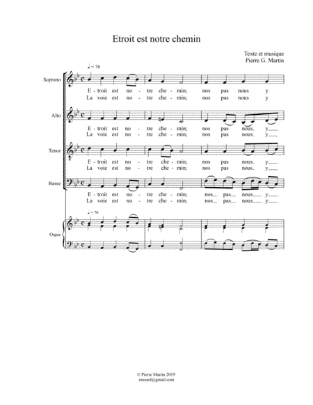 Etroit est notre chemin (choral)