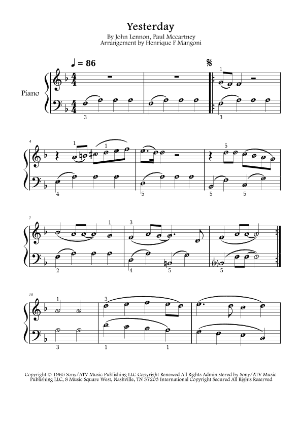 Yesterday (arr. Henrique F Mangoni)
