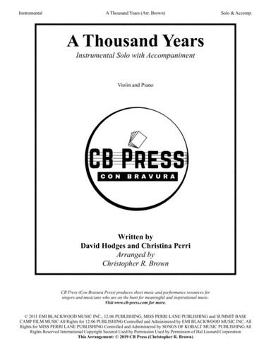 A Thousand Years (arr. Christopher R. Brown)