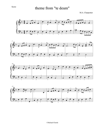 theme from "te deum" EASY PIANO (arr. Michael Chords)