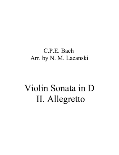Violin Sonata in D II. Allegretto (arr. Nick Lacanski)